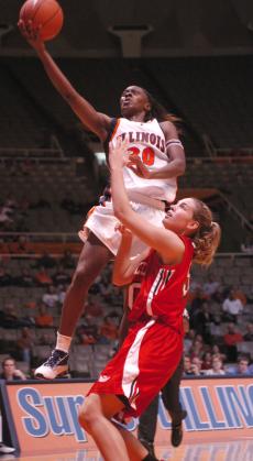 Illinois guard Aminata Yani (30) goes up for a layup in the second half against Butler at Assembly Hall on Dec. 10, 2003. Illinois won 78-50. Daily Illini File Photo
