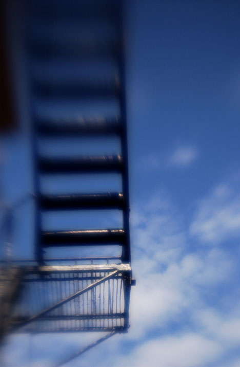 A stairwell runs up the north side of Davenport Hall on Sunday afternoon. Tim Eggerding

