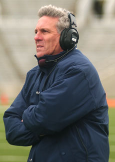 Head coach Ron Zook stands on the sidelines at the Spring Football Game held at Memorial Stadium on Saturday. Online Poster
