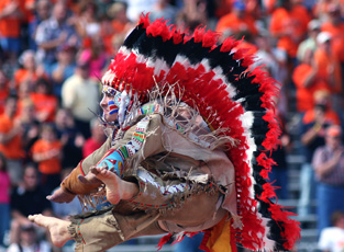 Chief Illiniwek performs during halftime of Illinois´ first Big Ten game on Saturday, at Memorial Stadium. Josh Birnbaum
