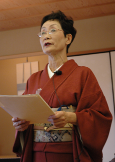 Director of the Japan House, Kimiko Gunji, spoke during the Japan House´s fall open house. Tea ceremonies were held throughout the day and speeches were given on the popular Japanese poetry Haiku. Jamey Fenske
