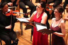 Ingrid Kammin and Elizabeth Anderson, soprano and mezzo-soprano, respectively, perform with the UI Oratorio Society, the Symphony Orchestra and the Chamber Singers Thursday night at the Krannert Center of the Performing Arts in Urbana. Rick Wiltfong
