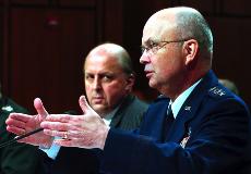 Deputy National Intelligence Director Gen. Michael Hayden talks about national security threats as he testifies on Capitol Hill in Washington in this Feb. 28 file photo. The Associated Press

