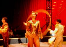 Jasmine Castro, a member of an arcobat act from Venezuela performs Friday night at the Wringling Bros. and Barnum Bailey Circus at Assembly Hall in Urbana. Amelia Moore
