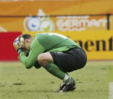 USA goal keeper Kasey Keller reacts at the end of the 2-1 loss to Ghana. The loss ended any chance the United States had at advancing in the World Cup, a bitter end to a tournament that began with high American hopes. Instead, the USA will bring its 0-2-1 AP
