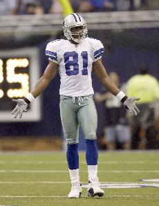 Dallas Cowboys wide receiver Terrell Owens (81) steps into the end