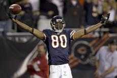 Chicago Bears wide receiver Bernard Berrian celebrates after catching a 40-yard touchdown pass during the third quarter of an NFL football game against the Seattle Seahawks on Sunday in Chicago. The Associated Press
