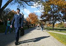 Kent North, a junior in Engineering, walks on the Quad on Thursday, Nov. 2. North, a member of the professional service organization the Arnold Air Society, is applying to be an Air Force Pilot, which his dad was for 30 years. Because of this, he was cons Josh Birnbaum
