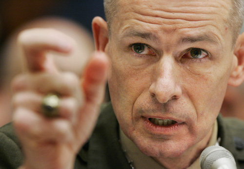 Chairman of the Joint Chiefs of Staff Gen. Peter Pace testifies before the House Armed Services Committee on the Department of Defense Fiscal Year 2007 budget on Capitol Hill in Washington in this Feb. 8, 2006 file photo. The Associated Press
