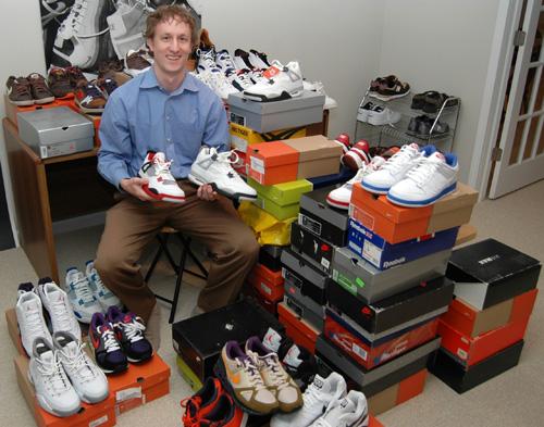 Andy Marx of Urbana began buying large quantities of sneakers in 1994 and currently buys and sells the collectible shoes on his Web site. His interest in shoes was sparked in 1985, when the first Air Jordans came out. ME Online

