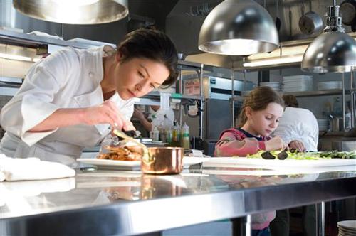 This photo released by Warner Bros. Pictures shows actors Catherine Zeta-Jones, left, and Abigail Breslin in a scene from "No Reservations." The Associated Press
