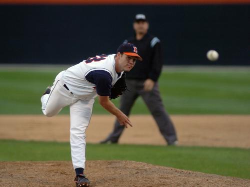 Aaron Martin pitches from the mound during an Illinois baseball game against Greenville on Wednesday. The team will travel to Ann Arbor for their last Big Ten road series of the year. Beck Diefenbach
