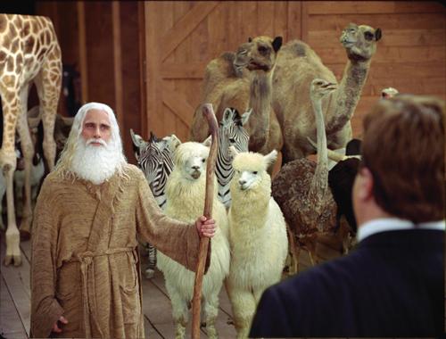n this undated photo released by Universal Studios actor Steve Carell as Evan Baxter is shown in a scene from Evan Almighty. The Associated Press
