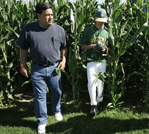 Democratic presidential hopeful, New Mexico Gov. Bill Richardson walks out of the cornfield at the Field of Dreams movie site with Dyersville Beckman High School players Mitch Reittinger, center, and his brother Eric, right, during a campaign Charlie Neibergall, The Associated Press
