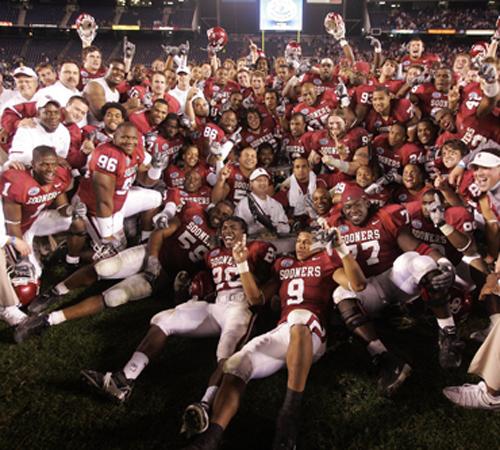 Oklahoma players pose for a photo after their 17-14 victory over Oregon in the Holiday Bowl Thursday Dec. 29, 2005 in San Diego. Chris Carlson, The Associated Press
