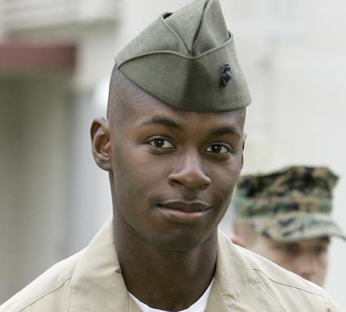 Marine Cpl. Trent D. Thomas is seen in this Nov 14, 2006 file photo, at Camp Pendleton, Calif. A military jury on Wednesday, July 18, 2007, convicted Thomas of conspiring to murder an Iraqi man in a bungled attempt to abduct and kill a suspected insurgent Chris Park, The Associated Press
