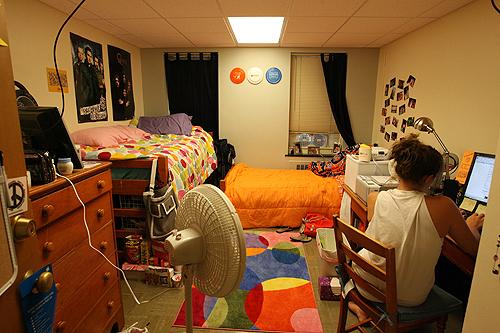 Lynley Tucker and Rachel Ramsey, freshmen in LAS, study inside their room on Wednesday. Erica Magda
