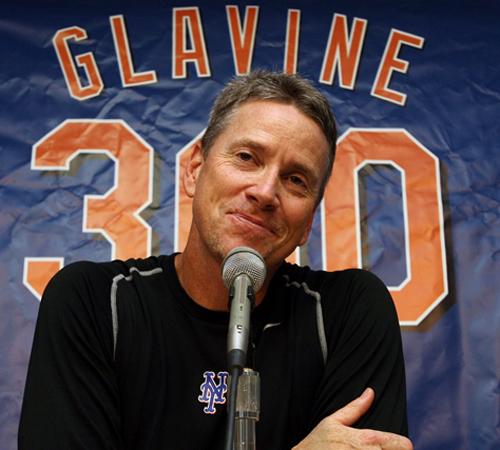 New York Mets pitcher Tom Glavine smiles at a news conference after earning his 300th career win in a baseball game against the Chicago Cubs, Sunday, Aug. 5, 2007 in Chicago. New York Daily News, Ron Antonelli from the Associated Press
