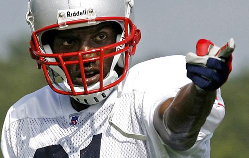 New England Patriots receiver Randy Moss participates in training camp in Foxborough, Mass., on July 30. THE ASSOCIATED PRESS, WINSLOW TOWNSON
