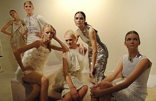 Models wear the creations of designer Vivienne Tam for the presentation showing of her 2008 spring/summer collection during Fashion Week on Monday in New York. THE ASSOCIATED PRESS, LOUIS LANZANO
