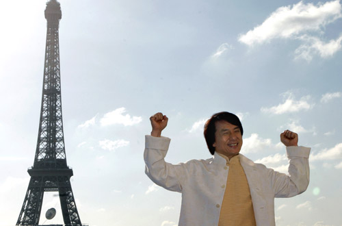 Actor Jackie Chan poses at a photo call near the Eiffel tower in Paris on Sept. 11 for the opening of "Rush Hour 3," the third installment in the martial arts franchise. Laura Prusik
