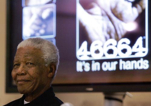 Former South African President and Robben Island prisoner number 46664 Nelson Mandela during a press conference to announce a World Aids Day awareness concert at the Nelson Mandela Foundation in Johannesburg, South Africa, Monday. The City of Johannesburg Schalk van Zuydam, The Associated Press
