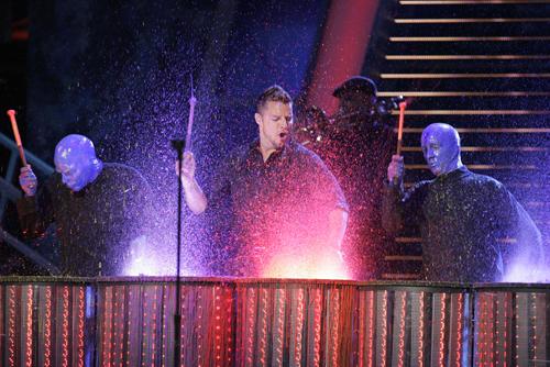 Ricky Martin and Blue Man Group perform during the opening act of the 8th annual Latin Grammy Awards telecast in Las Vegas on Thursday. Mark J. Terrill, The Associated Press
