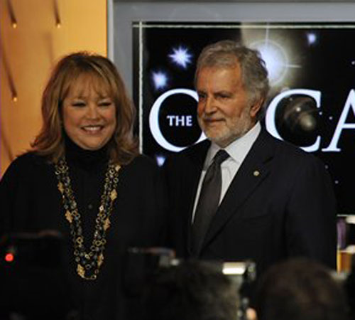 Actress Kathy Bates, left, and Academy of Motion Picture Arts and Sciences President Sid Ganis pose for photographers after they announced the nominations for the 80th annual Academy Awards in Beverly Hills, Calif., Tuesday morning, Jan. 22, 2008. Chris Pizzello, The Associated Press
