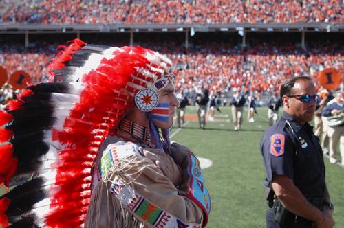 Former University of Illinois mascot, The Chief, is still under scrutiny one year after its retirement. Erica Magda
