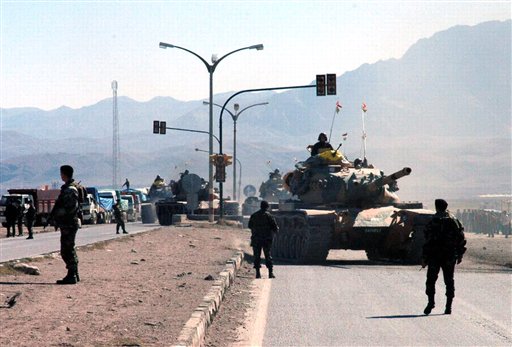 Turkish army tanks return their bases near the Turkish-Iraqi border town of Silopi in the Sirnak province, southeastern Turkey, Friday, Feb. 22, 2008. Turkish troops launched a ground incursion across the border into Iraq in pursuit of separatist Kurdish The Associated Press
