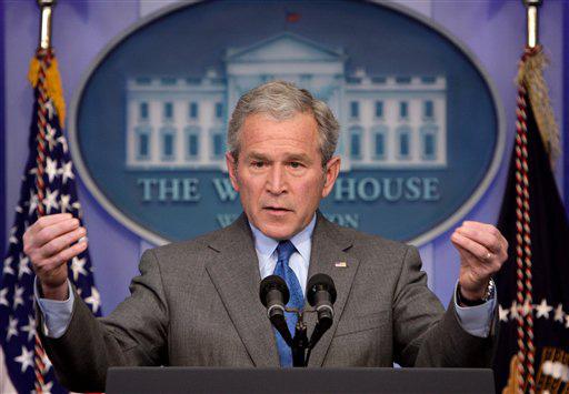 resident Bush speaks during a news conference at the White House in Washington, Thursday, Feb. 28, 2008. Ron Edmonds

