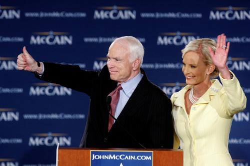 President Bush and Republican nominee-in-waiting, Sen. John McCain, walk together to the Rose Garden of the White House in Washington as Bush endorsed McCain for president, Wednesday. LM Otero, The Associated Press
