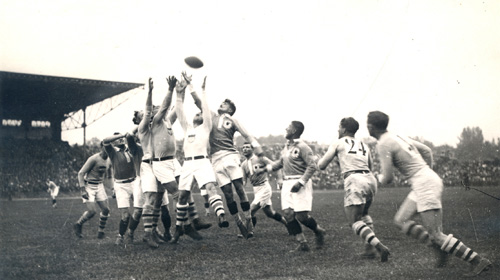 This 1924 photo provided by the French Olympic Committee VIA United States Olympic Committee Photo Archive shows a game of rugby being played at the 1924 Olympics in France. There have been bigger, more mainstream sports dropped from the Olympic docket. The Associated Press
