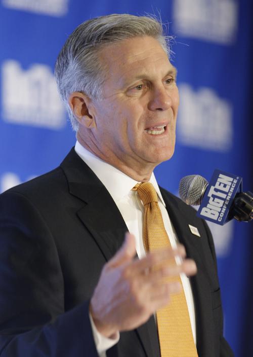 Illinois head football coach Ron Zook speaks at the Big Ten Conference football media day Thursday in Chicago. M. Spencer Green, The Associated Press
