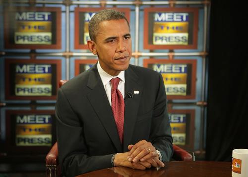 Presumptive Democratic presidential candidate Sen. Barack Obama is interviewed during a taping of Meet the Press on Saturday in London. Aboard his return flight to the U.S., Obama predicted close races in southern and southwestern states as his focus tu Peter Macdiarmid, The Associated Press
