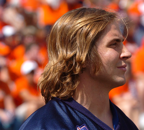 Former Illinois linebacker J Leman watches the game against Eastern Illinois from the sidelines Saturday. Leman, who signed as a free agent with the Minnesota Vikings after graduation in 2008, was back at Memorial Stadium with numerous other team alumni Erica Magda
