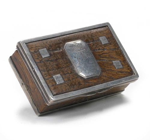 In this undated image released by Bonhams on Tuesday, a box said to be made from wood used in bringing home the body of Adm. Horatio Nelson from the Battle of Trafalgar is seen. The box sold for 8,160 pounds (US $15,020). The Associated Press
