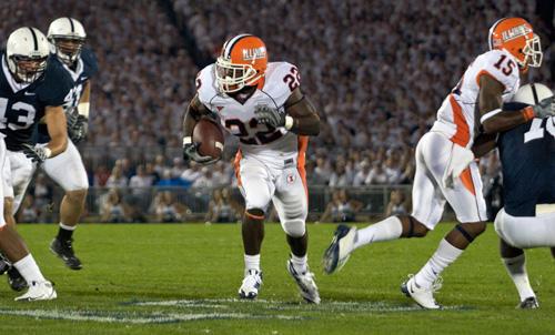 Daniel Dufrene, 22, runs against the Nittany Lions at Beaver Stadium in State College, Pa., on Saturday. Dufrene had 96 yards rushing in the game. Erica Magda
