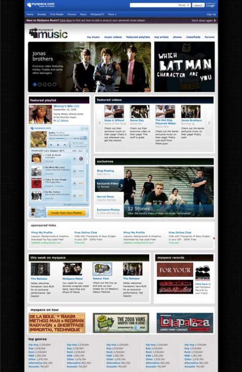 This is an undated screen grab showing the new MySpace music page. The Associated Press

