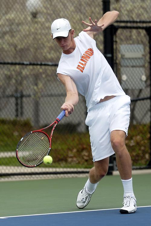 Former Illinois tennis player Kevin Anderson returns against Northwestern at Atkins Tennis Center on March 31, 2007. Now, the No. 122-ranked player in the world, Anderson will compete in the tournament at Atkins this weekend. Erica Magda
