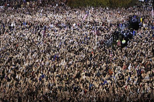 Supporters+cheer+as+they+hear+results+from+television+that+President-elect+Barack+Obama+has+been+elected+President+of+the+United+States+at+Grant+Park+in+Chicago%2C+Tuesday+night%2C+Nov.+4%2C+2008.+Alex+Brandon%2C+The+Associated+Press%0A