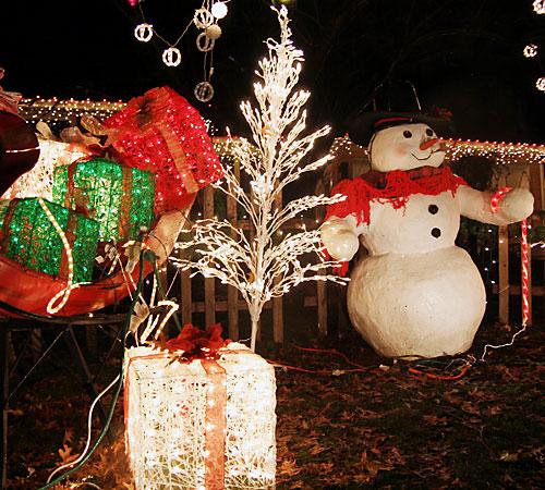 Decorations in the front yard of the home of Bill and Sandee Van De Wyngaerde on South Vine Street in Urbana. Erica Magda
