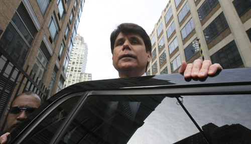 Illinois Gov. Rod Blagojevich speaks to reporters after making an appearance on the television program The View on Monday in New York. Mary Altaffer, The Associated Press
