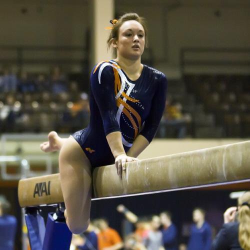 Trevor Greene The Daily Illini Illinois Allison Buckley competes on the balance beam during the meet against Iowa in Huff Hall on Saturday, January 24th. The Illini fell to the Hawkeyes 194.400 to 194.950.
