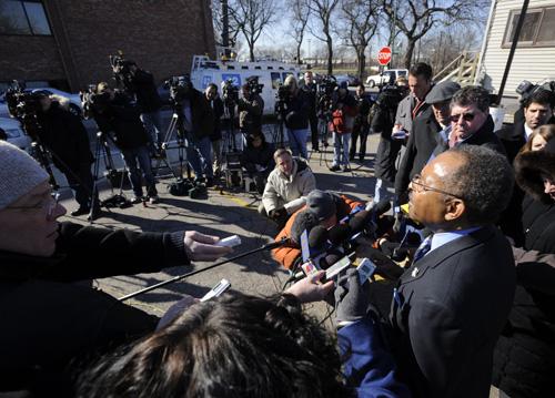 Sen. Roland Burris, D-Ill., speaks during a press conference outside the Fellowship Missionary Baptist Church in Chicago on Monday. Burris submitted an affidavit on Monday detailing his correspondence with Robert Blagojevich held before being appointed t Paul Beaty, The Associated Press
