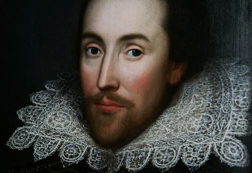 A detail of the newly discovered portrait of William Shakespeare, presented by the Shakespeare Birthplace trust, is seen in central London, Monday March 9, 2009. Lefteris Pitarakis, The Associated Press
