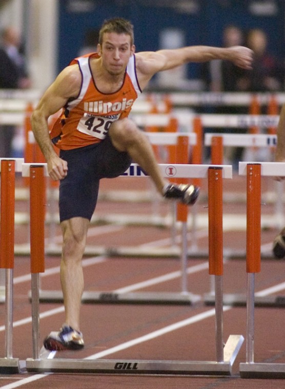 Illinois Cody Wisslead competes in the 60 meter hurdles during the 2009 Carle/Health Alliance Invite at the Armory on January 24, 2008.
