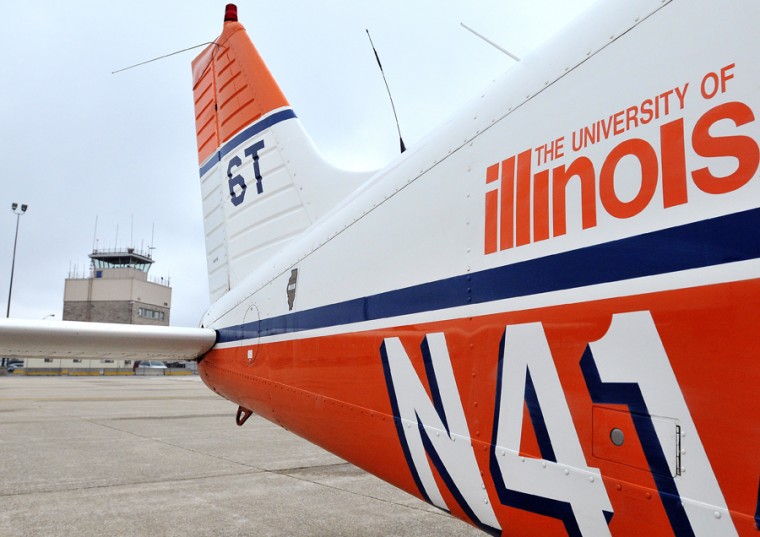 A University of Illinois Piper Archer stands parked near the control tower at Willard Airport in Savoy on Tuesday, April 14, 2009.