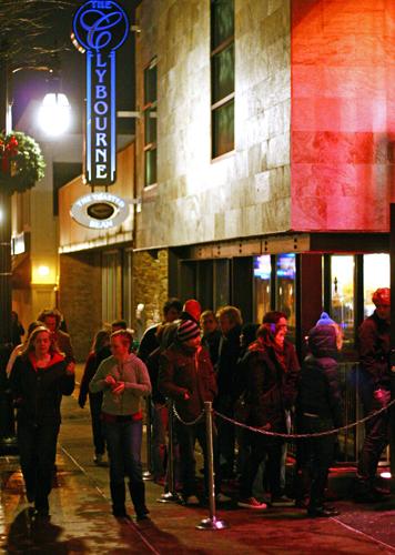 Students wait in line outside of Clybourne’s on Wednesday night. Temperatures were well below freezing and the wind was excessive on the night before Reading Day. To relieve stress, some students may go out to campus bars or parties on campus, while others head to the gym and work out.
