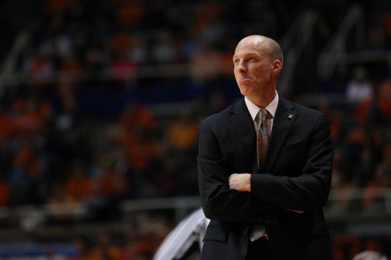 Illinois head coach John Groce looks up towards the score board during the game against Chicago State at State Farm Center, on Friday, Nov. 22, 2013.